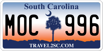 SC license plate MOC996