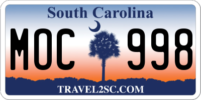 SC license plate MOC998