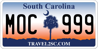 SC license plate MOC999