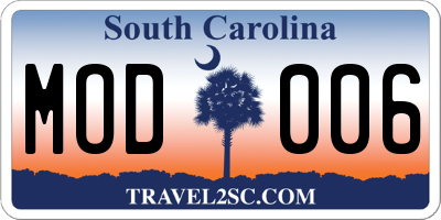 SC license plate MOD006