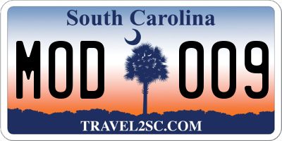 SC license plate MOD009