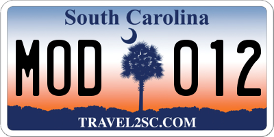 SC license plate MOD012