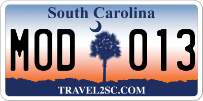 SC license plate MOD013