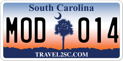 SC license plate MOD014