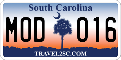 SC license plate MOD016