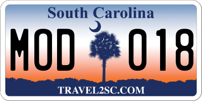 SC license plate MOD018