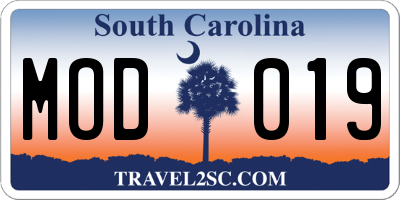 SC license plate MOD019