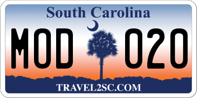 SC license plate MOD020
