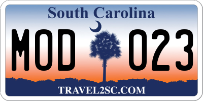 SC license plate MOD023