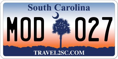 SC license plate MOD027