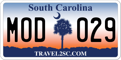 SC license plate MOD029