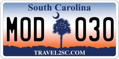 SC license plate MOD030