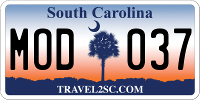 SC license plate MOD037