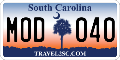 SC license plate MOD040