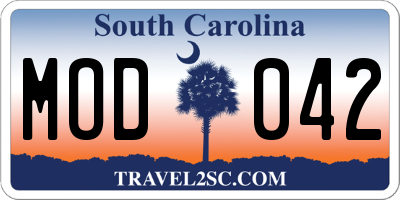 SC license plate MOD042