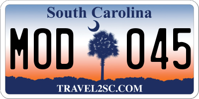 SC license plate MOD045