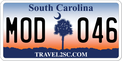 SC license plate MOD046