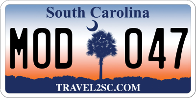 SC license plate MOD047