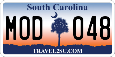 SC license plate MOD048