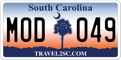 SC license plate MOD049