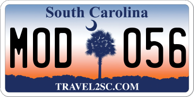 SC license plate MOD056