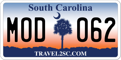 SC license plate MOD062