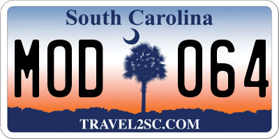 SC license plate MOD064