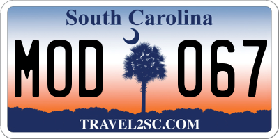 SC license plate MOD067