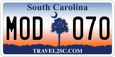 SC license plate MOD070
