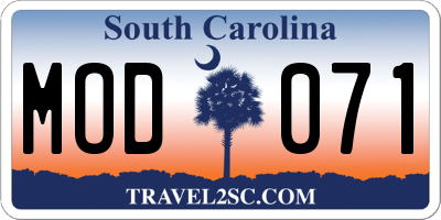 SC license plate MOD071