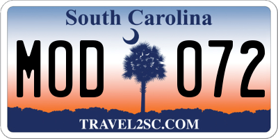 SC license plate MOD072