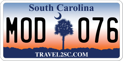 SC license plate MOD076