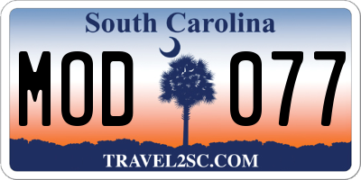 SC license plate MOD077
