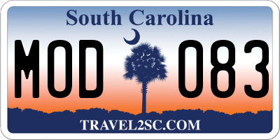 SC license plate MOD083