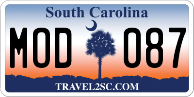 SC license plate MOD087