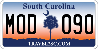 SC license plate MOD090