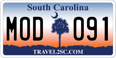 SC license plate MOD091