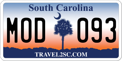 SC license plate MOD093