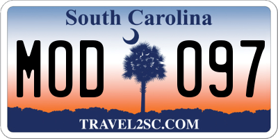 SC license plate MOD097