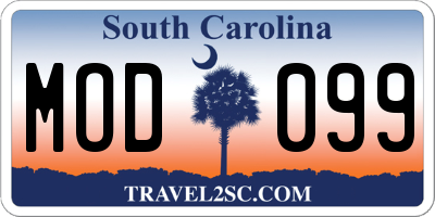SC license plate MOD099