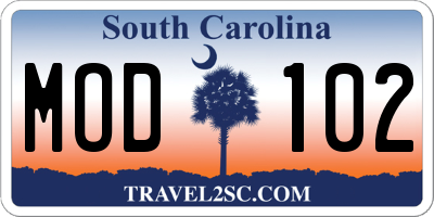 SC license plate MOD102