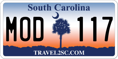 SC license plate MOD117