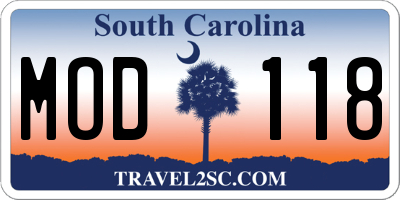 SC license plate MOD118