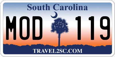 SC license plate MOD119