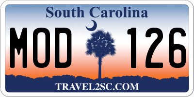 SC license plate MOD126