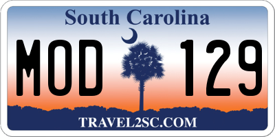 SC license plate MOD129
