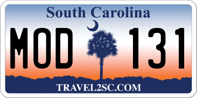 SC license plate MOD131