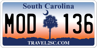SC license plate MOD136