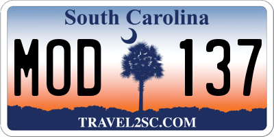 SC license plate MOD137