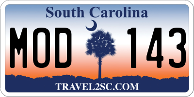 SC license plate MOD143